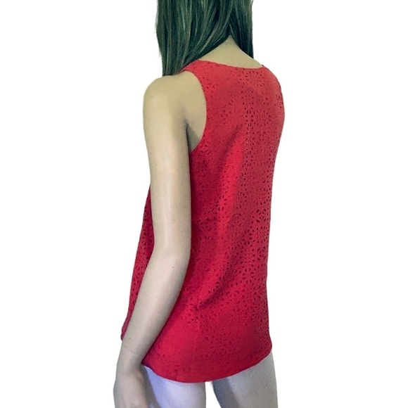 Jeanne Beker Top Tank Blouse Laser Cut Design Sleeveless Cheater Cut Pullover - Picture 7 of 12